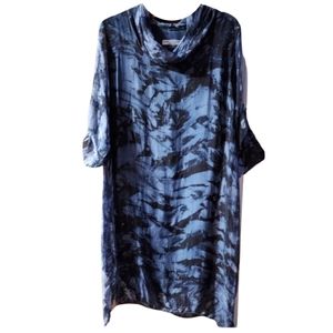 Woman to Women I Italy Medium Cowl Neck‎ Blue Tie Dye Midi Dress